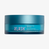Ein blauer Behälter für die „XLASH Rejuvenating Eye Gels“ mit Produktangaben auf der Vorderseite.
