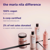 Mirror Gloss-Produkte von Maria Nila: vegan, B Corp-zertifiziert und unterstützt wohltätige Zwecke.
