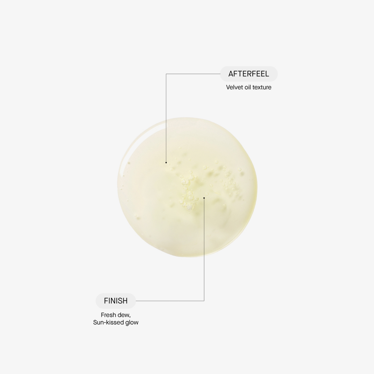 Ein cremiger, blassgelber Tropfen Melanoil DHA von Transparent Lab mit einer samtigen Öltextur und einem frischen, sonnengeküssten Glow Finish.