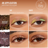Die Beauty Lightwork Palette VIII Freedom von Danessa Myricks zeigt zwei Lidschattenfarben, die einmal mit einem sanften Tupfer und einmal mit einem kräftigen Strich aufgetragen wurden.