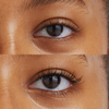 Zwei Nahaufnahmen der Augen zeigen die Wimpern vor und nach dem Auftragen der XLASH Weightless Mascara.