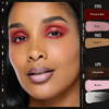 Eine Frau trägt Danessa Myricks Beauty Colorfix Nudes mit rotem Lidschatten, nudefarbener Grundierung und schokoladenfarbenen, rosafarbenen und klaren Ombre-Lippen.