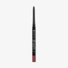 Ein schwarzer Essence 8h matte comfort lipliner mit freiliegender mauvefarbener Spitze auf weißem Hintergrund.