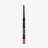 Aufrecht steht ein Essence 8h matte comfort lipliner in Schwarz mit lila Spitze und passender Kappe.