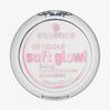 Essence all about soft glow! fixierender Kompaktpuder waterproof kommt in einer runden, klaren Kunststoffhülle mit rosa Aufschrift.