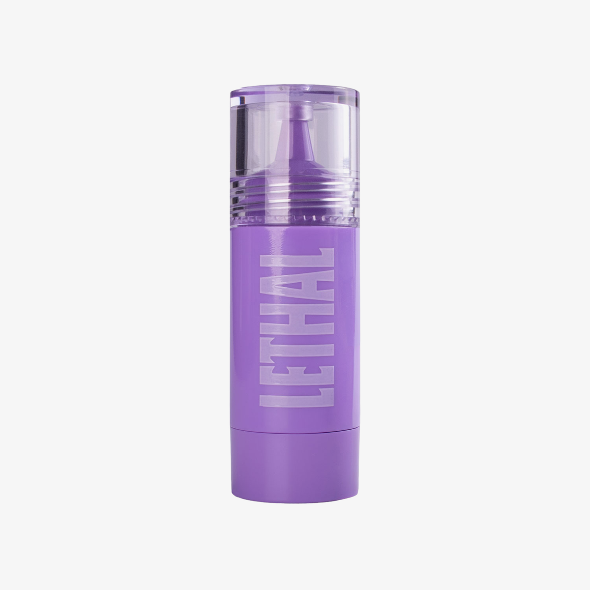 Lilane DEW DRIP Liquid Blush Tube von Lethal Cosmetics mit vertikalem Aufdruck "LETHAL" an der Seite und transparentem Drehdeckel.