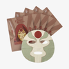 Sechs braune „Lethal Cosmetics Legend of Korra – Equalist“-Gesichtsmasken und eine von Amon inspirierte Maske mit roten und grünen Details.
