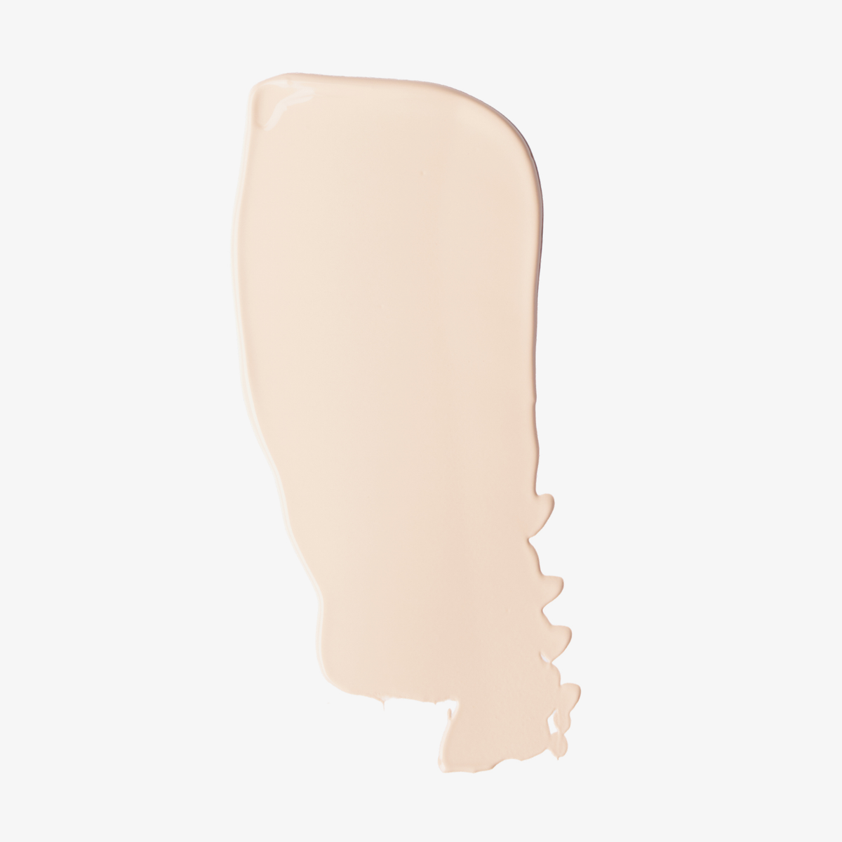 Ein glatter, hellbeiger Farbmusterabschnitt der „Ctrl+ SKIN“-Foundation von LH Cosmetics auf weißem Hintergrund.