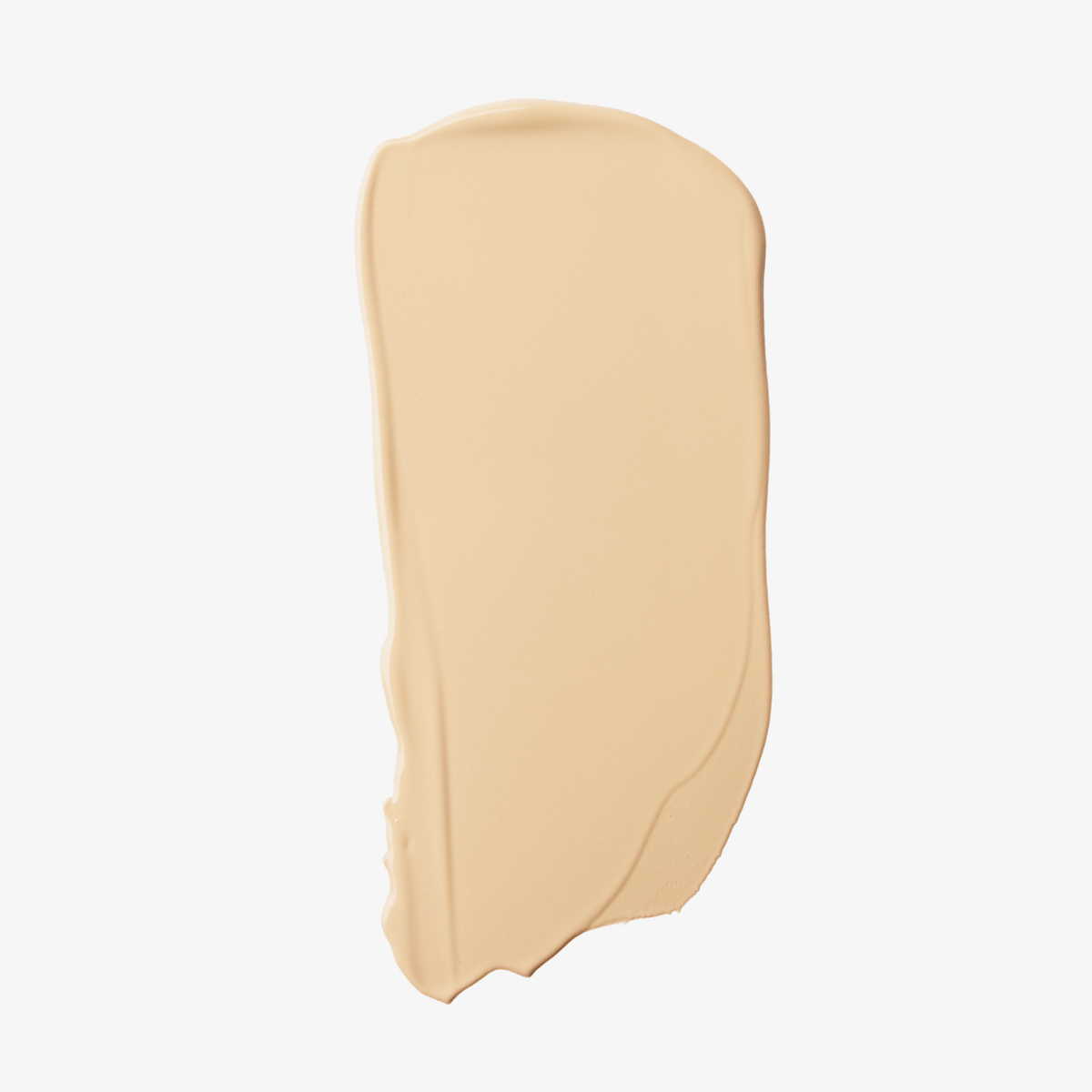 Ein Farbmuster der „Ctrl+ SKIN“-Foundation von LH Cosmetics in der Farbe „Light Beige“ lässt sich gleichmäßig auf einem weißen Hintergrund auftragen.