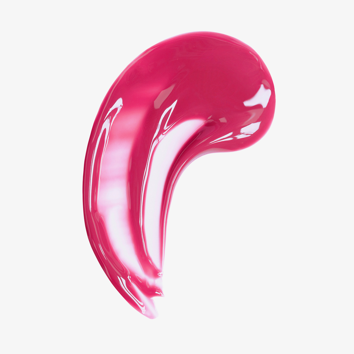 Ein pinkfarbener glänzender Abstrich des Lumene Lip Glow Oil Balm SPF30 in 3 Cherry auf weißem Hintergrund.