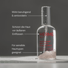 Eine Flasche MERME Antioxidant Mist With Rose Quartz mit einem Text, der die wohltuende und schützende Wirkung hervorhebt.
