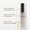 Eine Flasche und ein Reagenzglas des Super Stable C Face Serum von MERME mit deutschem Text, der strahlende Haut und Anti-Aging hervorhebt.