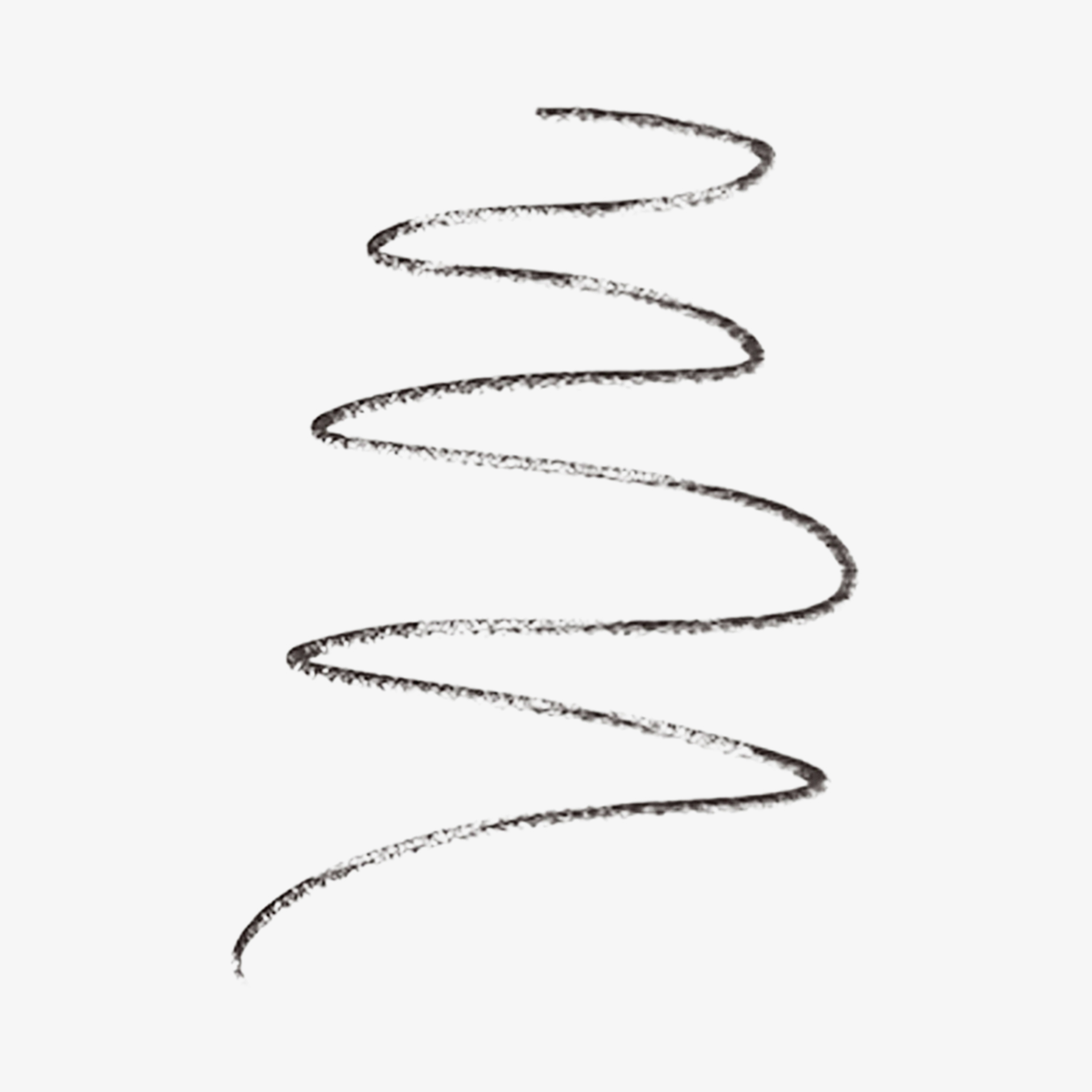 Eine schwarze, handgezeichnete Spirale, die den SWEED Brow Pencil auf weißem Hintergrund darstellt und an eine lockere Feder oder Spirale erinnert.