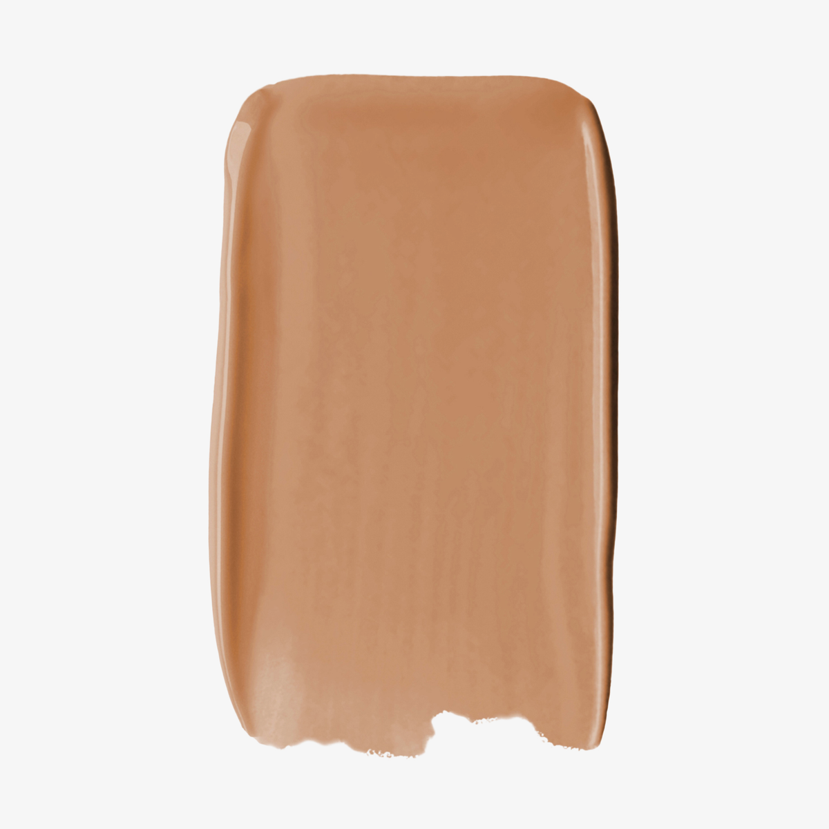 Ein glatter, rechteckiger Farbtupfer der SWEED Glass Skin Foundation in Hellbraun-Beige auf weißem Hintergrund.