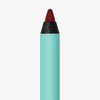 Eine Nahaufnahme des SWEED Satin Eyeliners mit türkisfarbenem Schaft und schwarzer Spitze, präsentiert vor weißem Hintergrund.