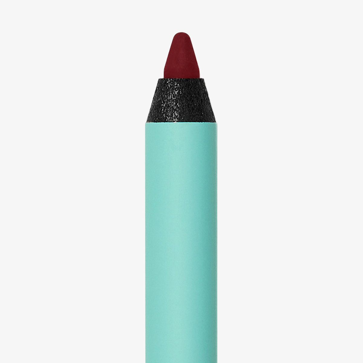Eine Nahaufnahme des SWEED Satin Eyeliners mit türkisfarbenem Schaft und schwarzer Spitze, präsentiert vor weißem Hintergrund.