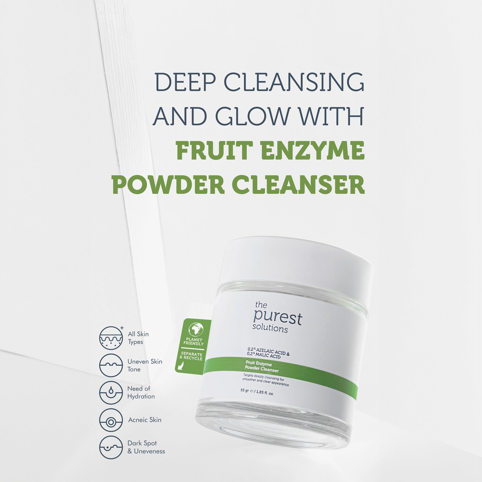 0.2% Azelaic Acid + 0.2% Malic Acid Fruit Enzyme Powder Cleanser