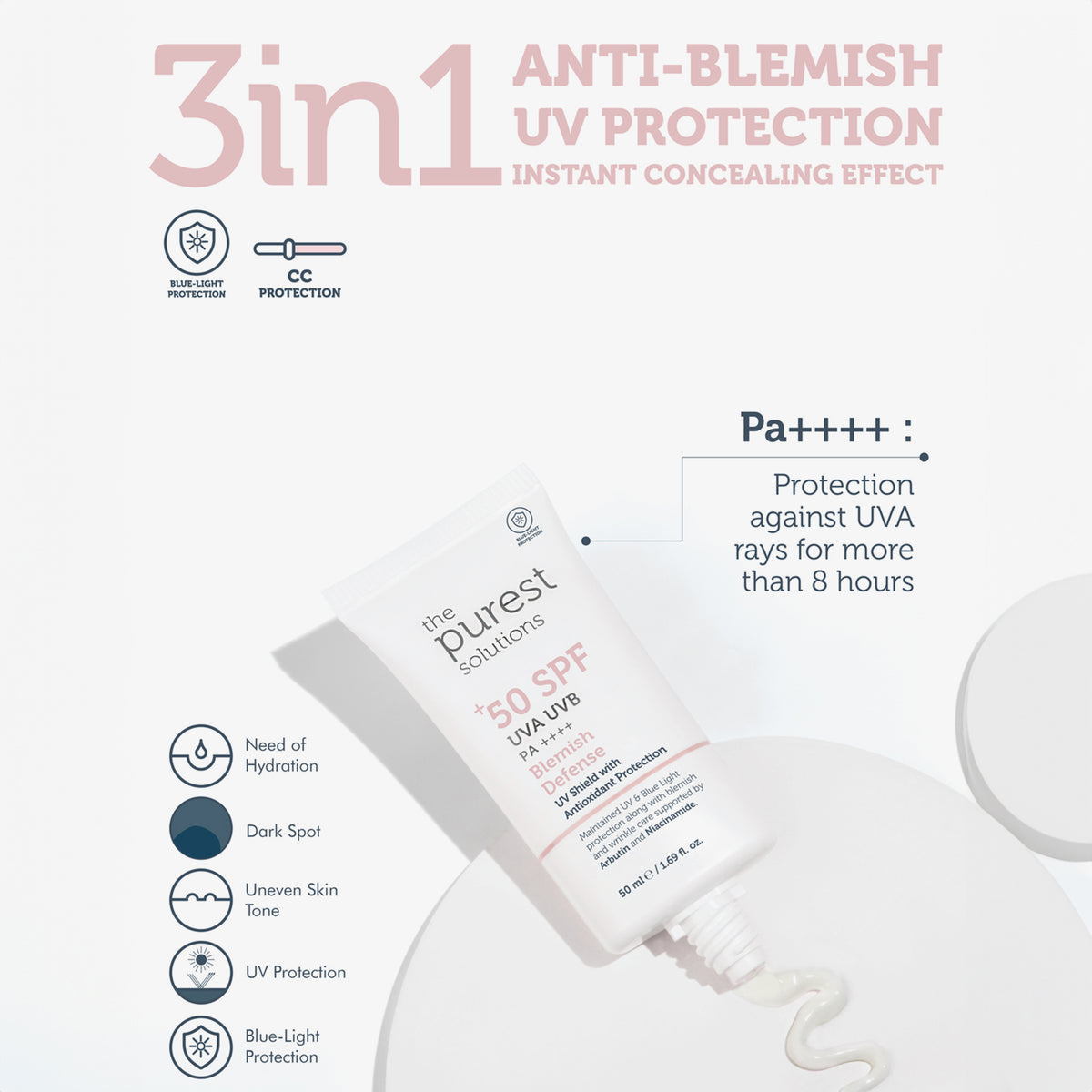 50+ SPF UVA/UVB Blemish Defense Tinted Antioxidant Protection Suncreen