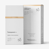 Weiße Schachtel und Flasche mit der getönten Sonnencreme „Transparent Lab Mineral Tinted Sunscreen“, LSF 50, mit goldfarbenem Verschluss und Produktangaben.