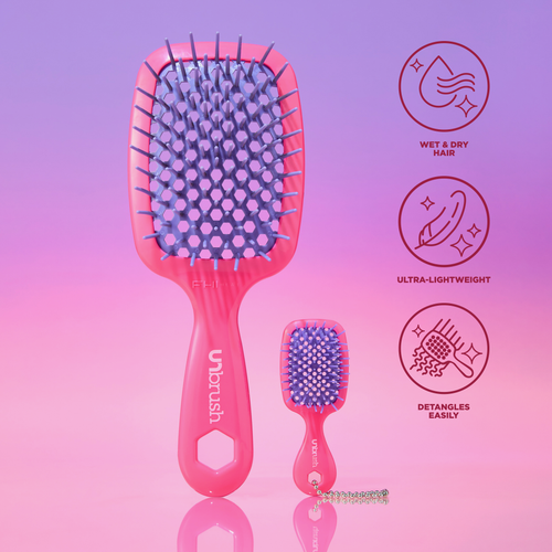 Unbrush and Super Mini Set Neon Pink