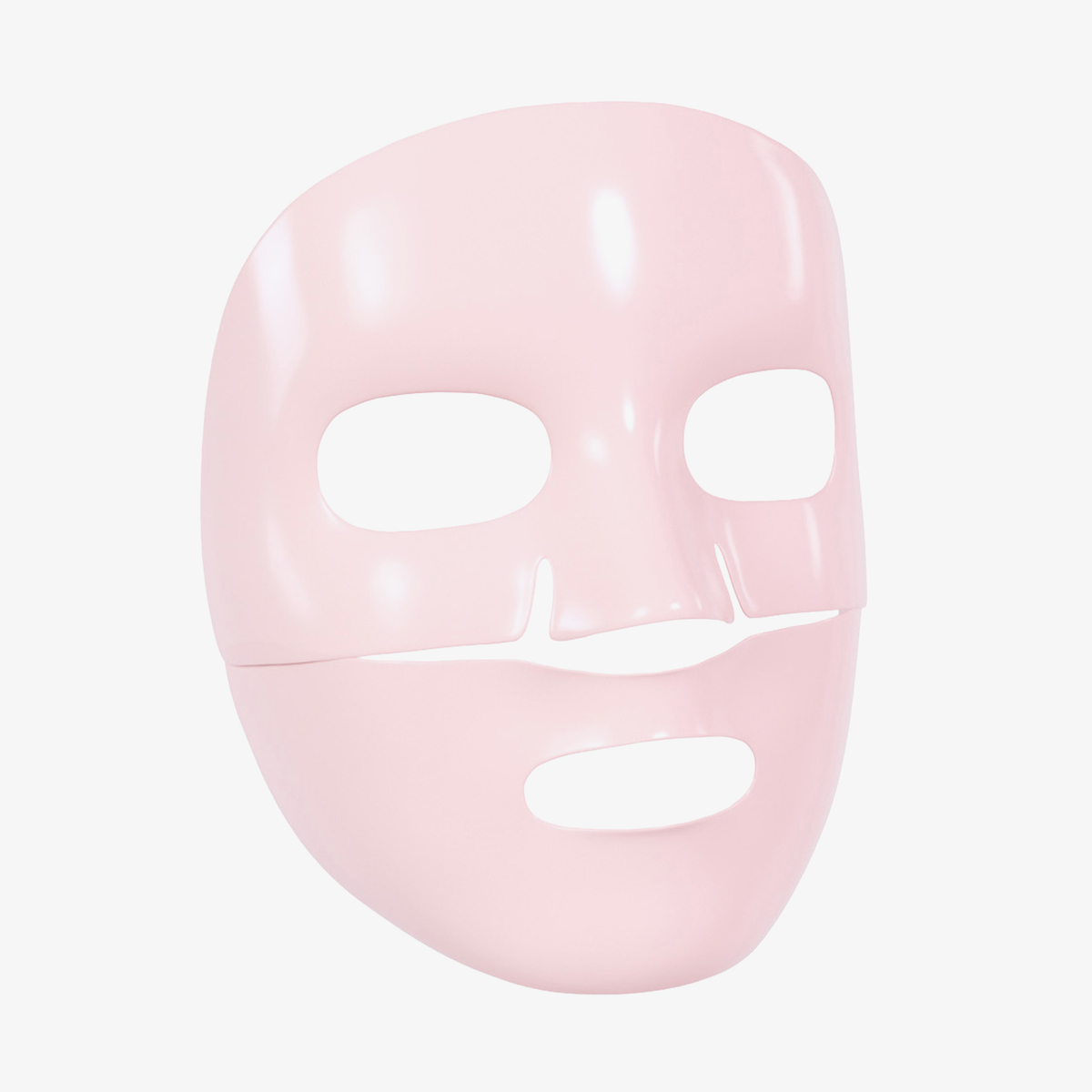XLASH Collagen Hydrogel Hyal-Maske: glänzende, hellrosa Gesichtsmaske mit Aussparungen, abgebildet auf weißem Hintergrund.