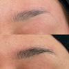 Vorher-Nachher-Nahaufnahme einer Augenbraue nach der Anwendung des XLASH Xbrow Augenbrauenserums (1,5 ml), die vollere und besser definierte Ergebnisse zeigt.