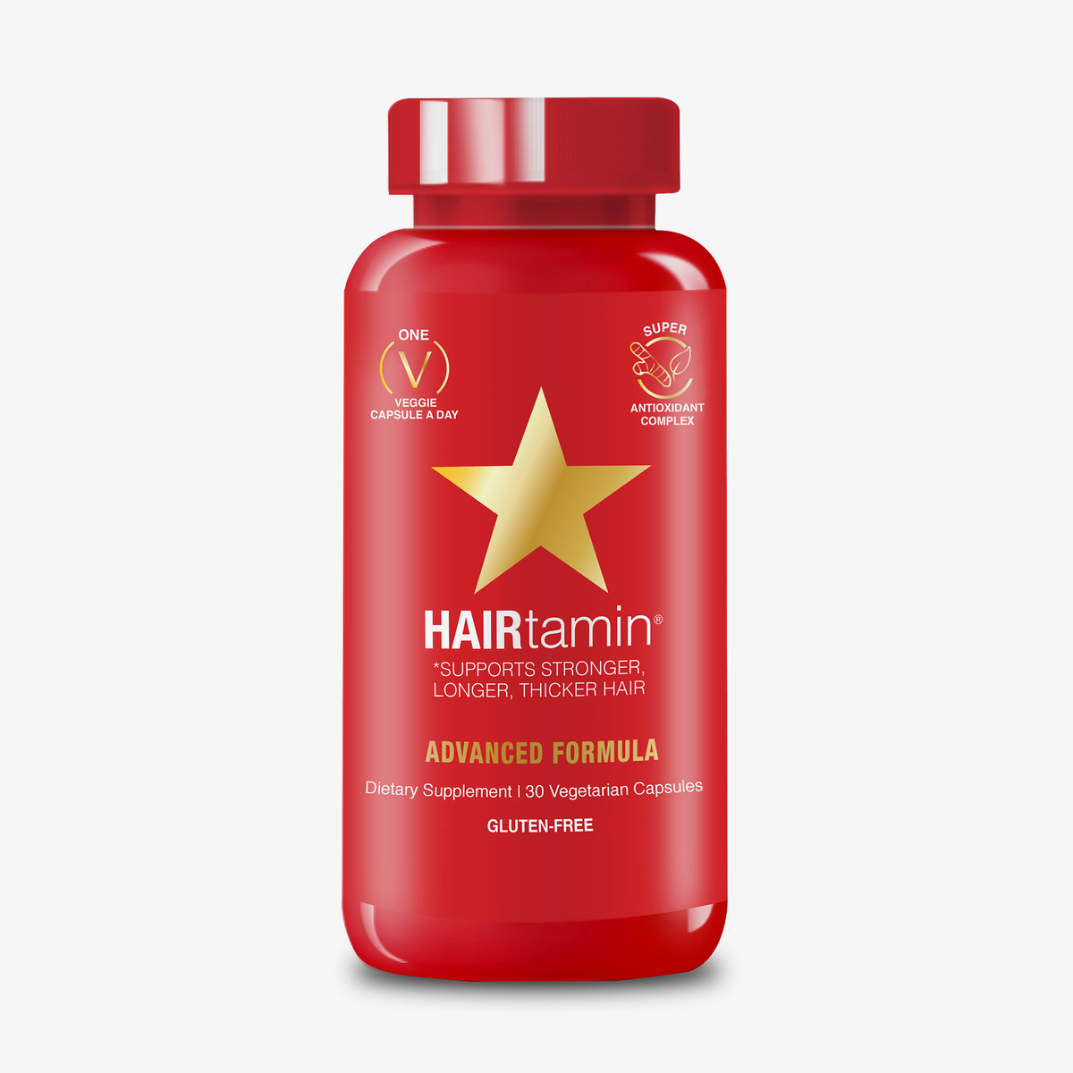 Rote Flasche mit der Aufschrift PURISH Kevin Testproduct mit einem goldenen Stern und weißem Text.
