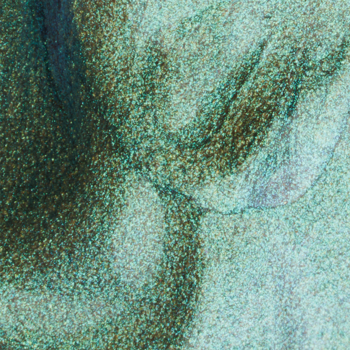 Nahaufnahme der Textur der Twin Flames Soulmate in schimmerndem metallischem Grün-Blau.
