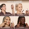 Vier Anwendungsarten des Blurring Balm Sprays: als Primer, zwischen Make-up-Schichten, über Puder zum Verschmelzen und als finales Fixier- oder Auffrischungsspray.