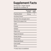 Supplement-Facts-Tabelle für vegane Kapseln mit Zutaten wie Acai, Enzymen, Ingwer, Pfefferminze, Fenchel, Kamille und Kreuzkümmel.