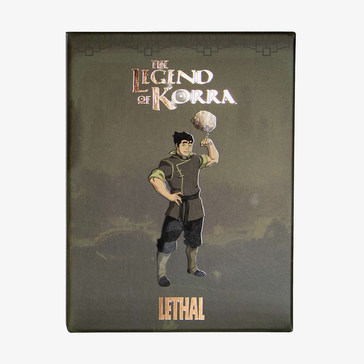 Eine Verpackung für „The Legend of Korra – Bolin Grounding Gua Sha“ von Lethal Cosmetics, darunter in fetten Buchstaben „LETHAL“.