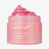 Rosa Tiegel der medicube Collagen Jelly Cream mit pinkem Produkt vor weißem Hintergrund.
