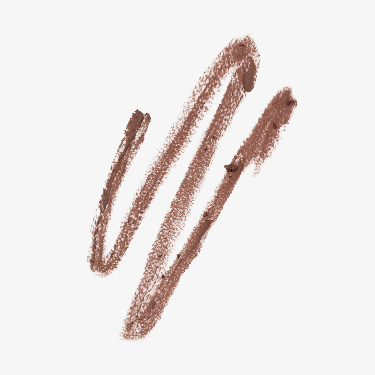 Das Mesauda Beauty CULT CREAMY LIP KIT kreiert satte, strukturierte Linien und Striche in Braun, hier gekritzelt auf weißem Hintergrund.