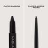 Zwei schwarze NABLA Cosmetics Cupids Arrow Micro Eyeliner: einer mit einer dicken Spitze, einer mit einer ultrafeinen Spitze.