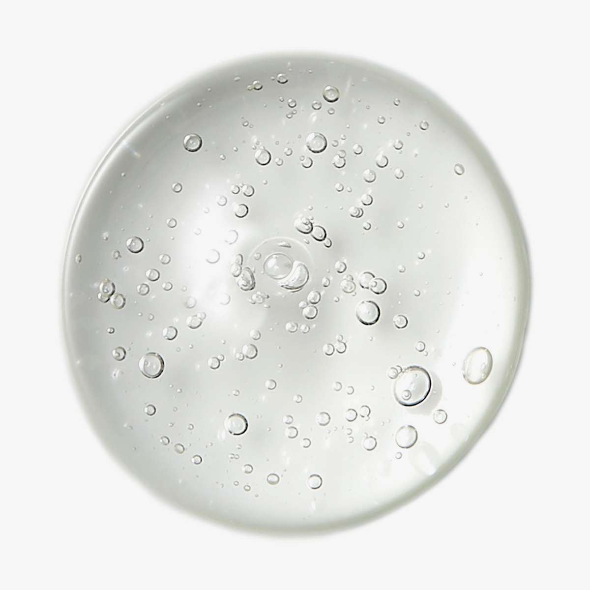 No.5 Goodbye Blemish Serum von numbuzin - klares Gel mit Luftblasen im Inneren, von oben betrachtet auf weißem Hintergrund.