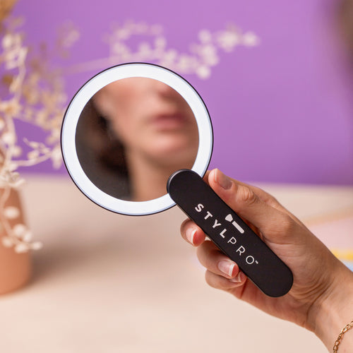 Twirl Me Up LED Hand Held Compact Mirror