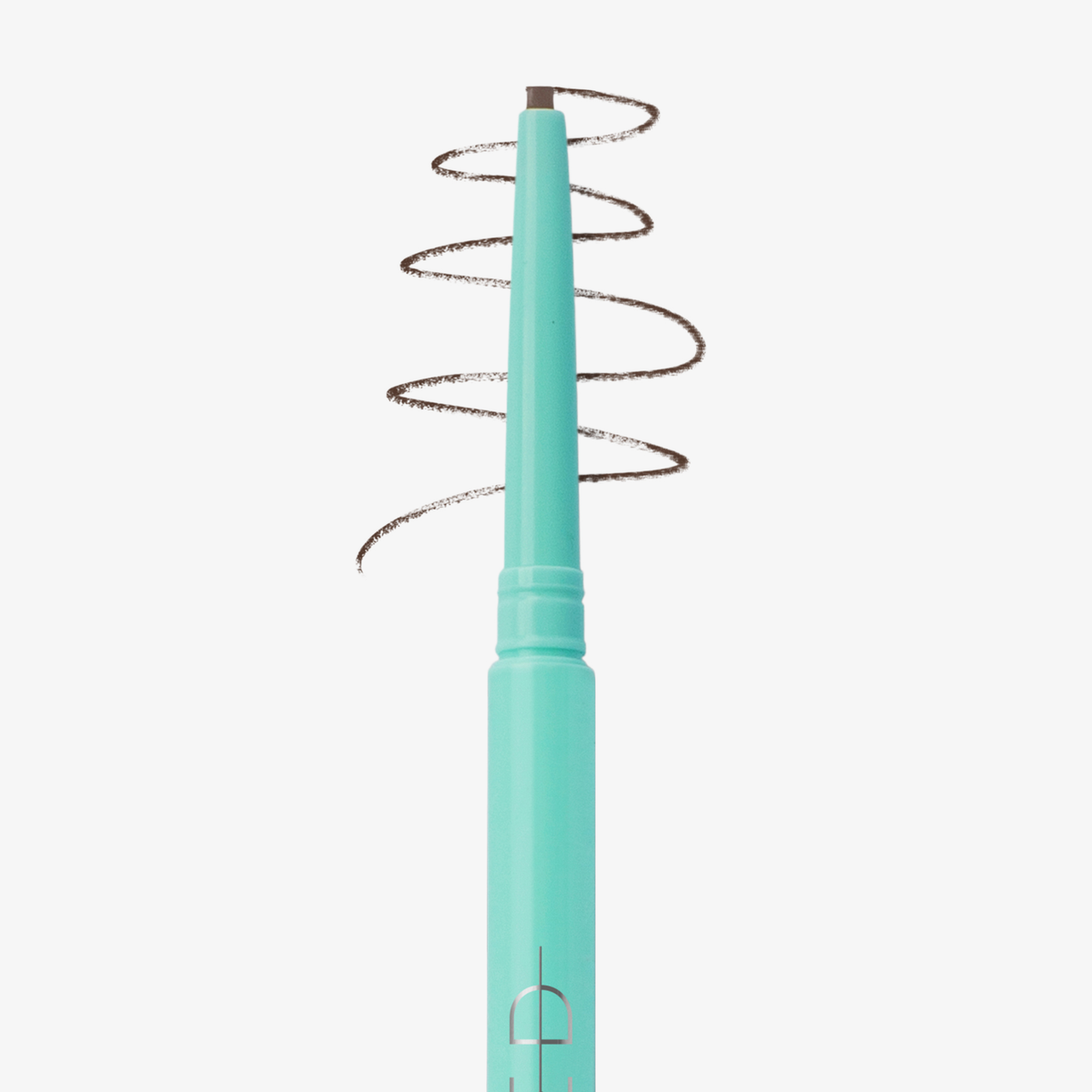 Ein SWEED-Augenbrauenstift in der Farbe „Teal“ mit einer braunen Spirale oberhalb der Spitze, abgebildet auf weißem Hintergrund.