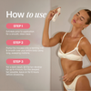Eine Frau verwendet das „Bali Body Face Tan Mist Dark“ (70 ml), wobei die drei Anwendungsschritte neben ihr auf dem Bild zu sehen sind.