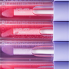 BLONDESISTER 3-in-1 „CUTE LIPPY“ Lippenöl-Set: Rosé-, Korallen- und Lila-Töne mit weichem Applikator und transparenter Verpackung.