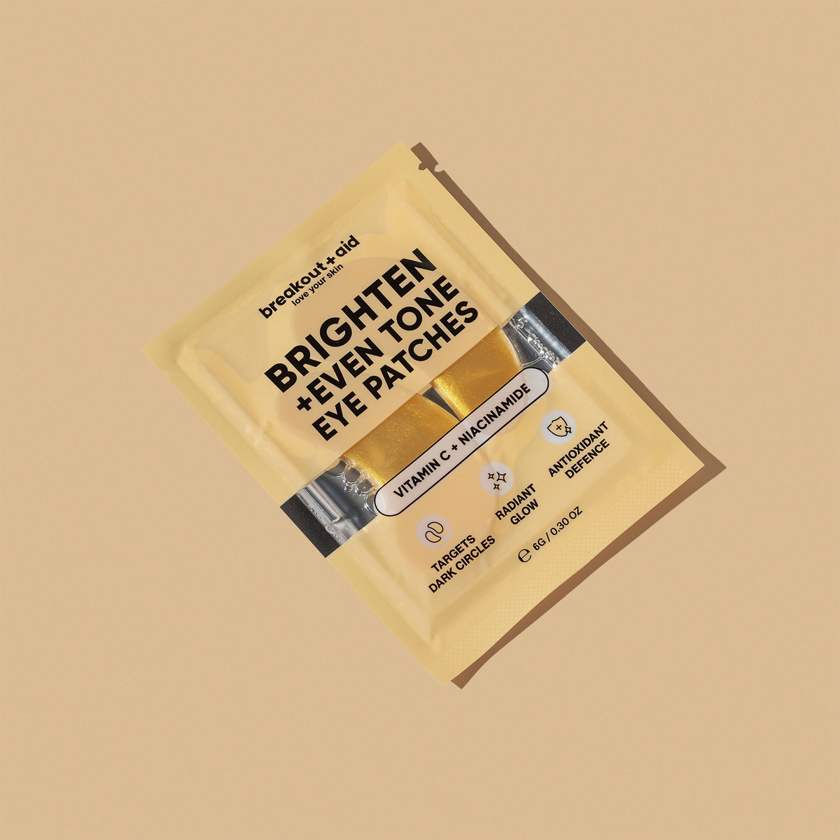 Yellow Brighten + Even Tone – Hydrogel-Augenpads mit Vitamin C und Niacinamid sowie Produktvorteile.