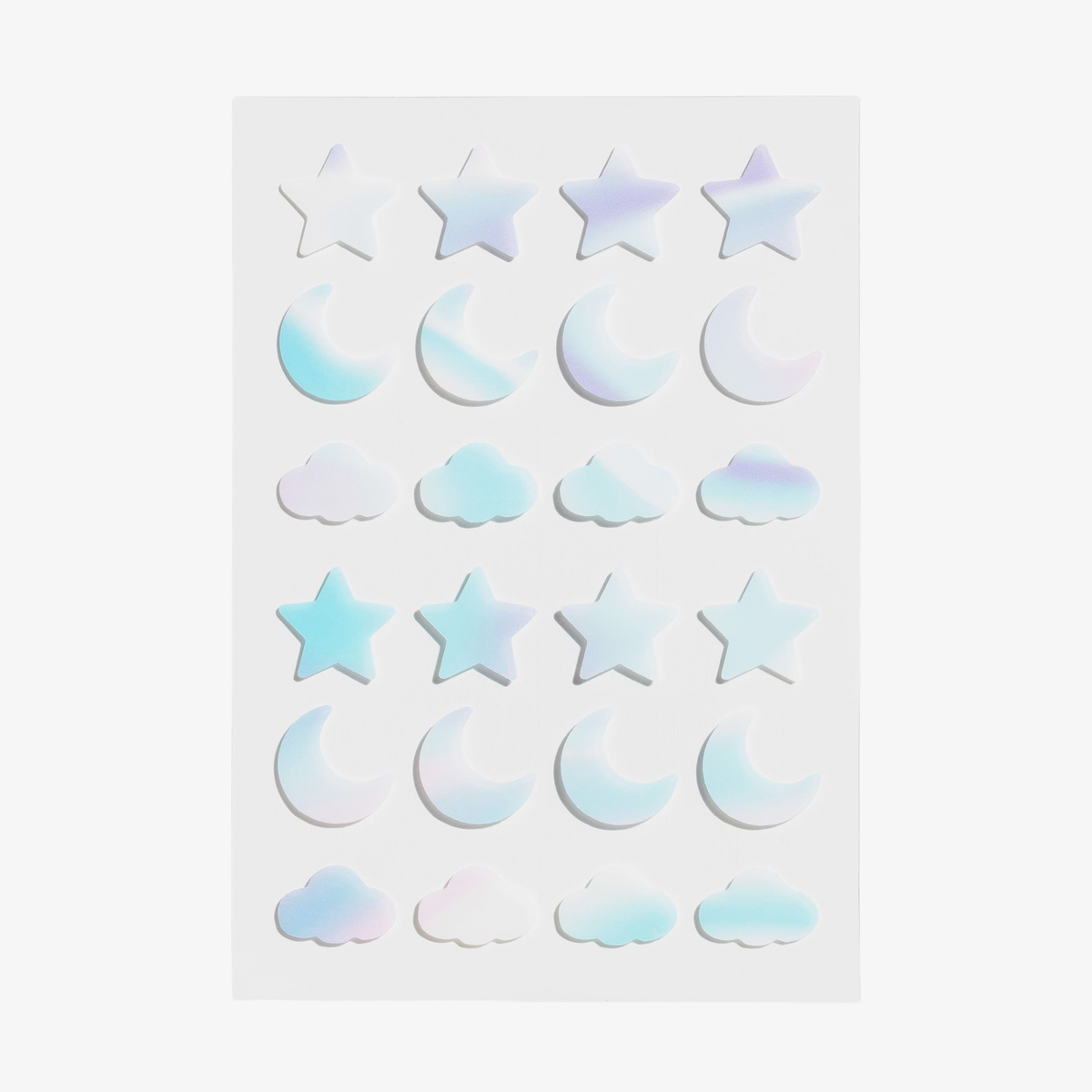 Magic Dream Dots – Bogen mit schillernden Aufklebern in Form von Sternen, Monden und Wolken.