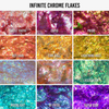 12 Nahaufnahmen der Infinite Chrome Flakes Glitzerfarben von Danessa Myricks Beauty.