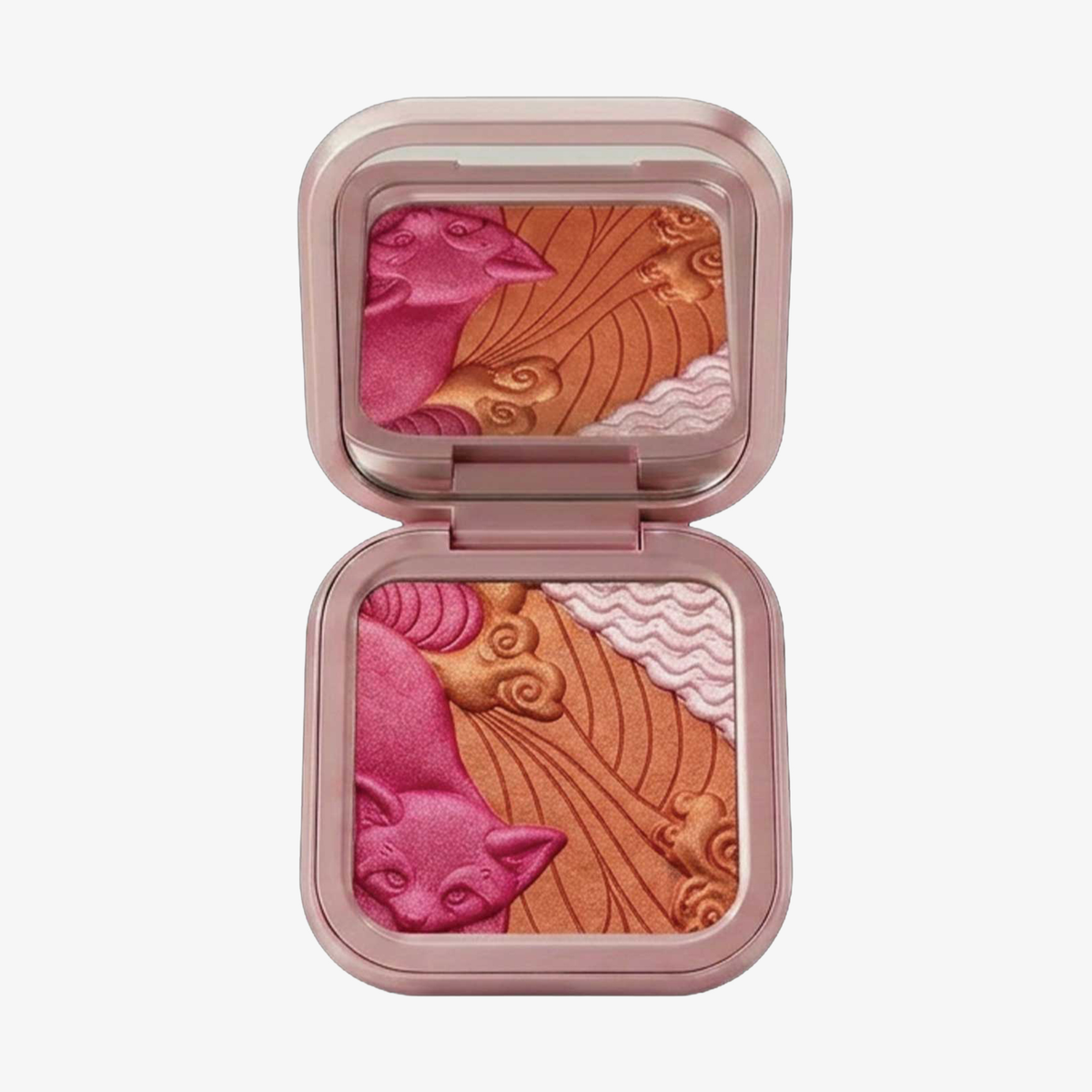 Lethal Cosmetics „The Legend of Korra“ – Pabu Blushlighter: Kompaktpuder mit rosa Fuchs, Wolken und Wellen in Rosa, Bronze und Gold.