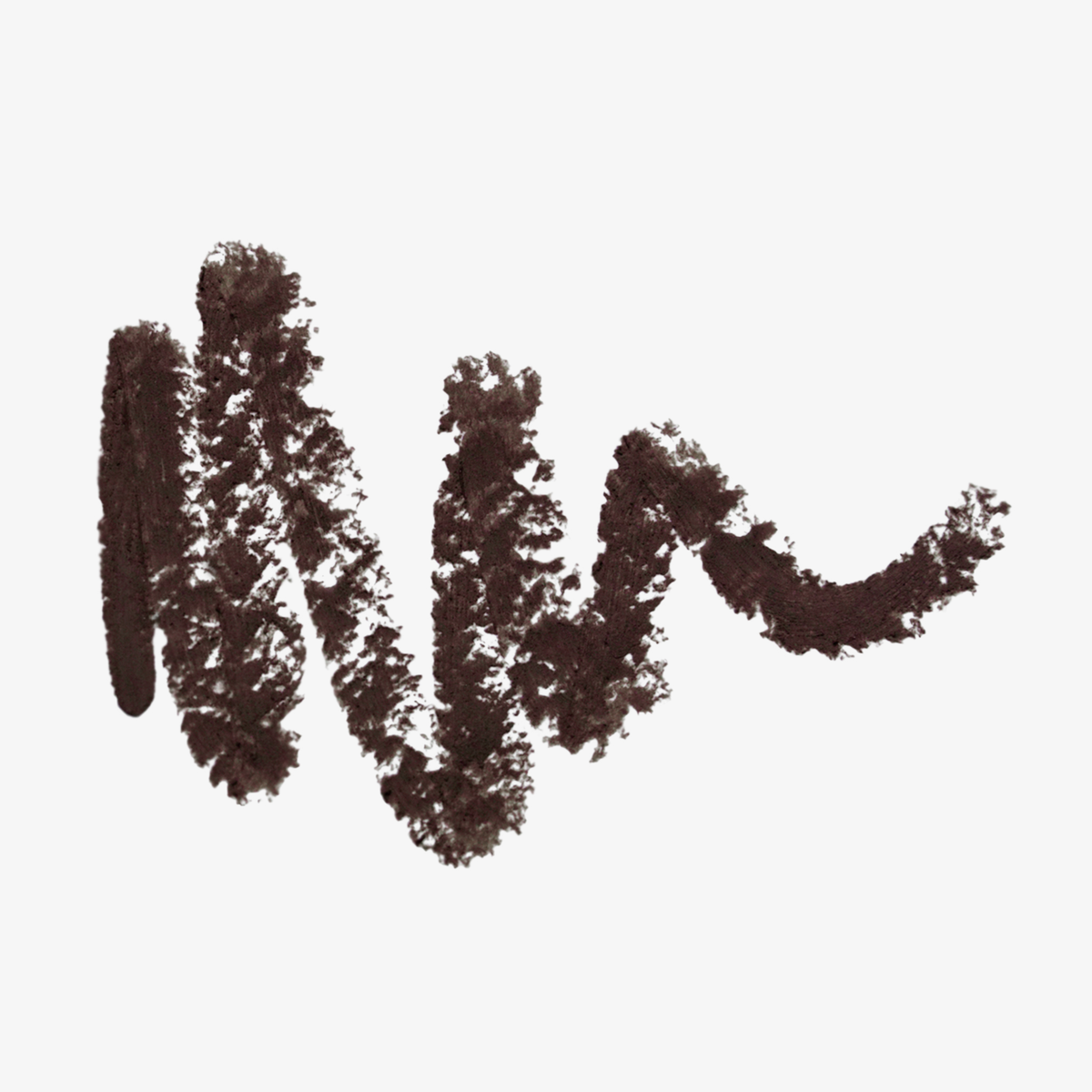 Eine dunkle, strukturierte, verschnörkelte Linie, erstellt mit THE GLAM FEMULINE von Mesauda Beauty auf weißem Hintergrund.