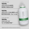 Eine weiße Flasche „Philip Kingsley Flaky/Itchy Scalp Hydrating Curl Anti-Dandruff Shampoo“ mit Angaben zu den Vorteilen und Produktdaten auf hellem Hintergrund.