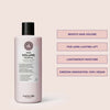 Rosa Flasche Pure Volume Shampoo mit schwarzem Deckel aus der Pure Volume Beauty Bag 2025, neben Produktvorteilen auf blassrosa Hintergrund.