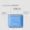 Verpackung der „Mediheal Hyaluronate Hydration Pad“ mit deutschem Text, der die feuchtigkeitsspendende und beruhigende Wirkung hervorhebt.