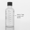 Das MERME Oxygen Water 4-Wochen-Set besteht aus einer durchsichtigen Flasche mit Tagesmarkierungen und reicht für 7 Tage, morgens und abends.