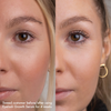 Nahaufnahme des Gesichts einer Frau vor und nach vierwöchiger Anwendung des SWEED-Wimpernwachstumsserums, die vollere und längere Wimpern zeigt.