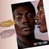 Make-up Look an einem Mann mit der Lightwork VII Palette: Shades Warmth und Wish für ein strahlendes Augen-Make-up mit goldenen und violetten Akzenten.